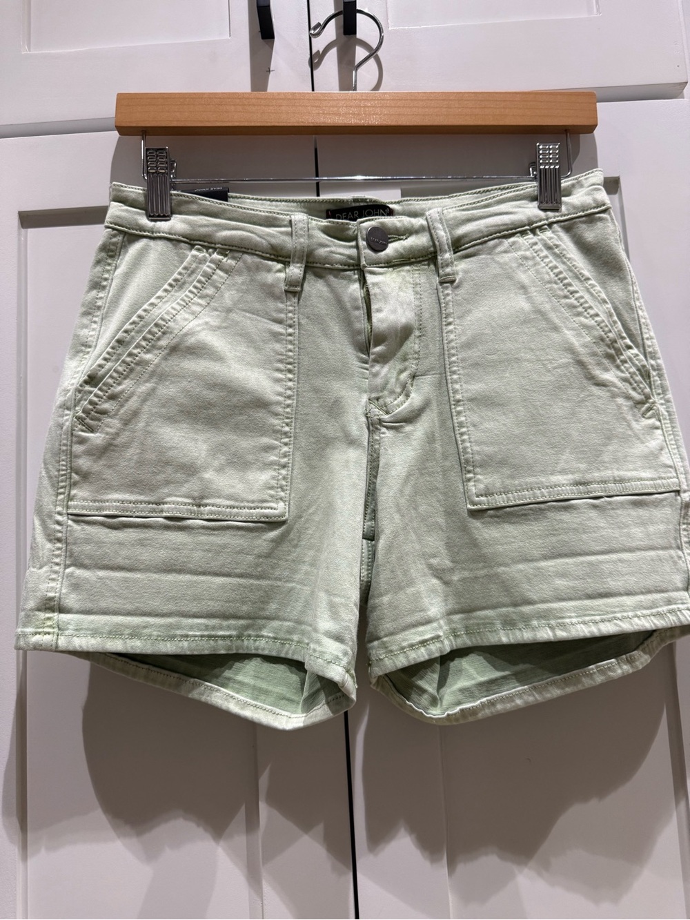 Dear John Mint Green Utility Denim Shorts Sz 28